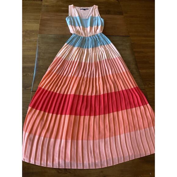 Tommy Hilfiger Spring Summer Long Blouson Maxi Dress Peachy Beachy Preppy Size 6 - Picture 8 of 14